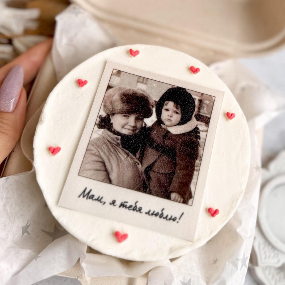 Бенто торт на день мамы с фотографией на палароид
