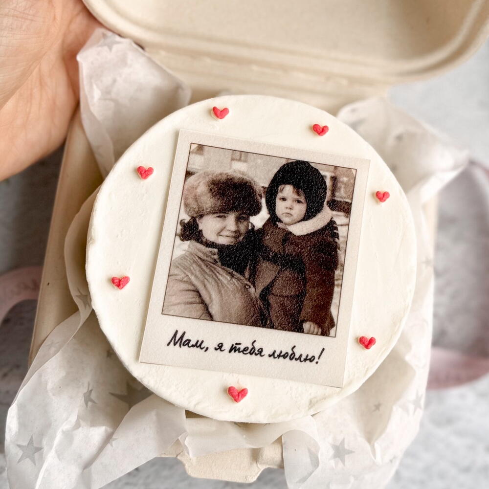 Бенто торт на день мамы с фотографией на палароид