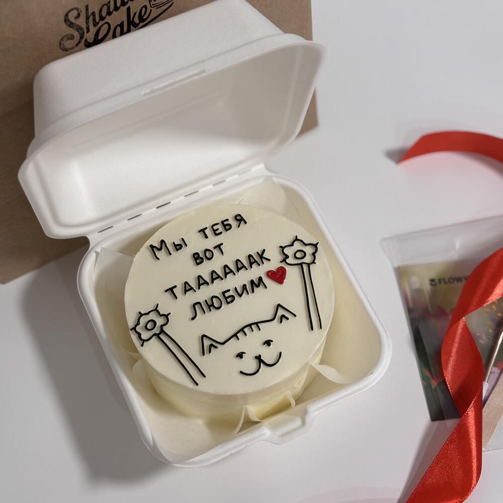 Бенто-торт на день рождения, мы тебя любим,с котиком