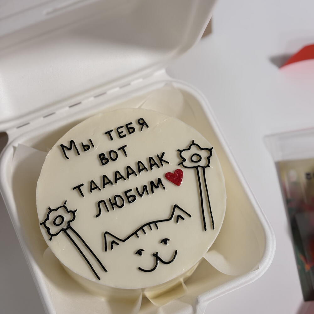 Бенто-торт на день рождения, мы тебя любим,с котиком