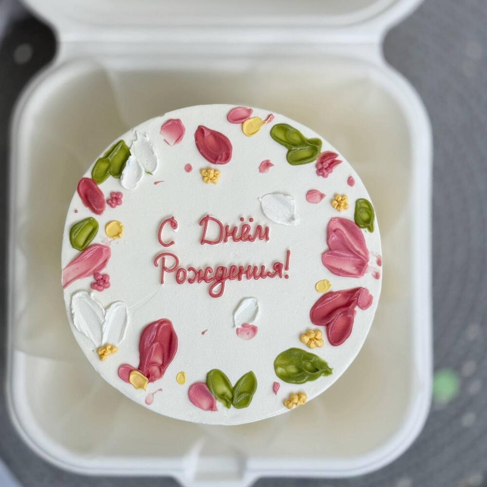 Бенто торт на день рождения цветочный нежный девушке маме бабушке подруге