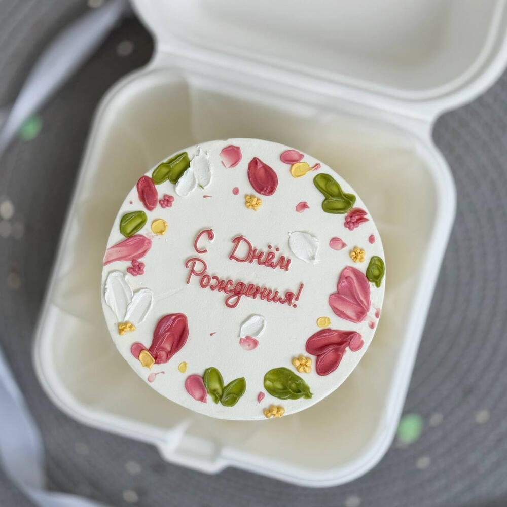 Бенто торт на день рождения цветочный нежный девушке маме бабушке подруге