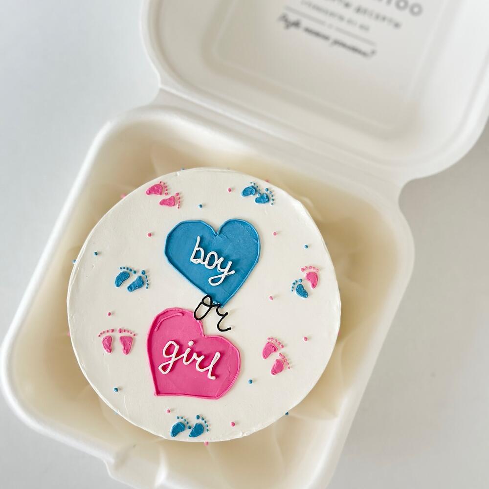 Бенто торт на гендер пати малыш ребенок (внутри соответствующий цвет крема)