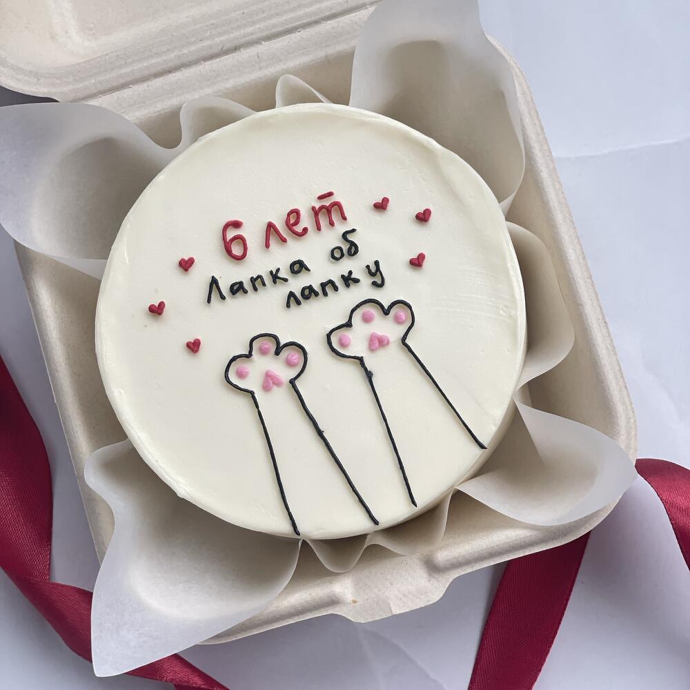 Бенто-торт на годовщину - 6 лет лапка об лапку - парню, девушке, жене, мужу