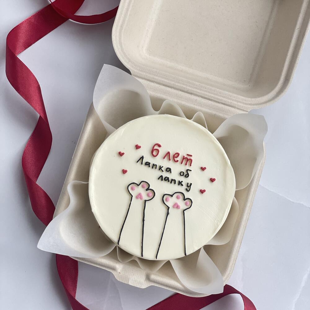 Бенто-торт на годовщину - 6 лет лапка об лапку - парню, девушке, жене, мужу