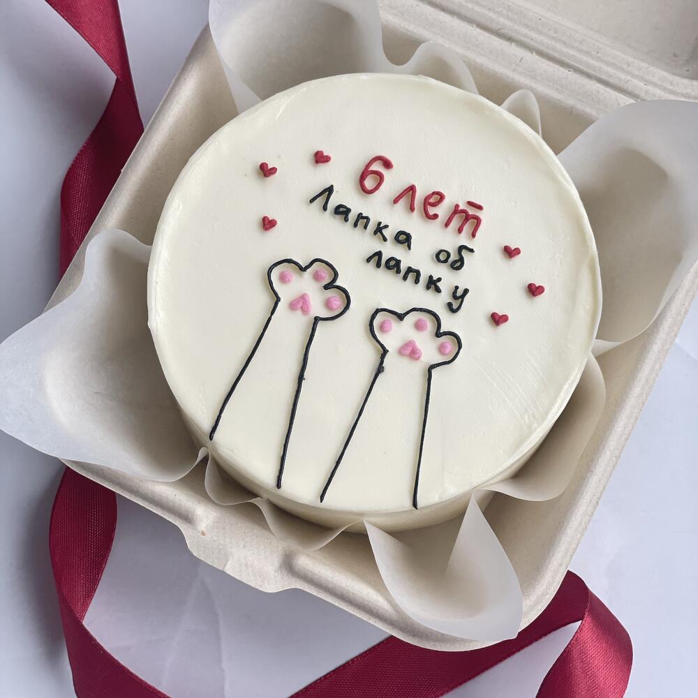 Бенто-торт на годовщину - 6 лет лапка об лапку - парню, девушке, жене, мужу