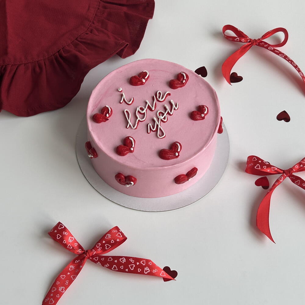 Бенто-торт розовый на 14 февраля
