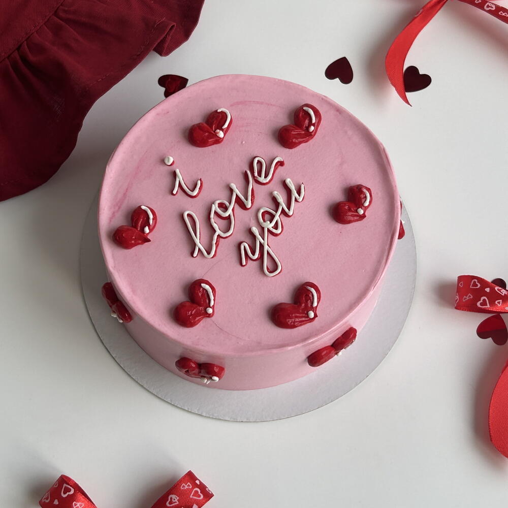Бенто-торт розовый на 14 февраля
