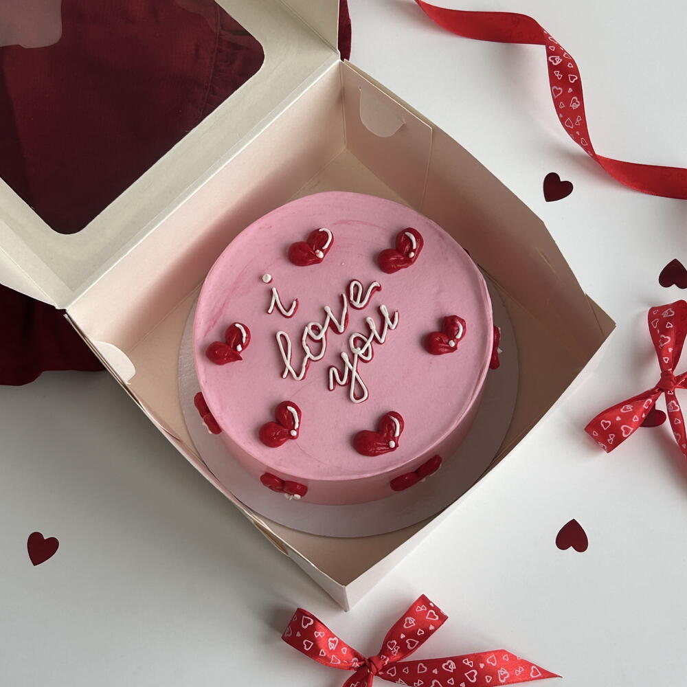 Бенто-торт розовый на 14 февраля