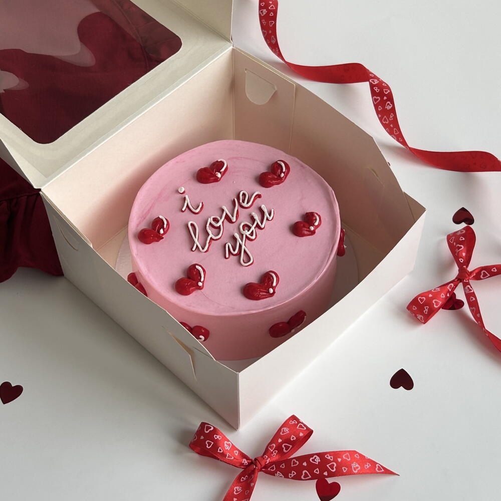 Бенто-торт розовый на 14 февраля