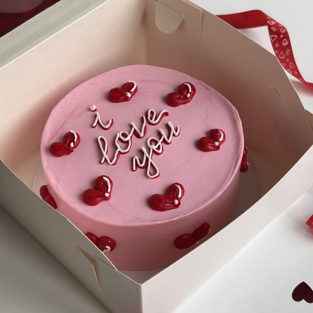 Бенто-торт розовый на 14 февраля