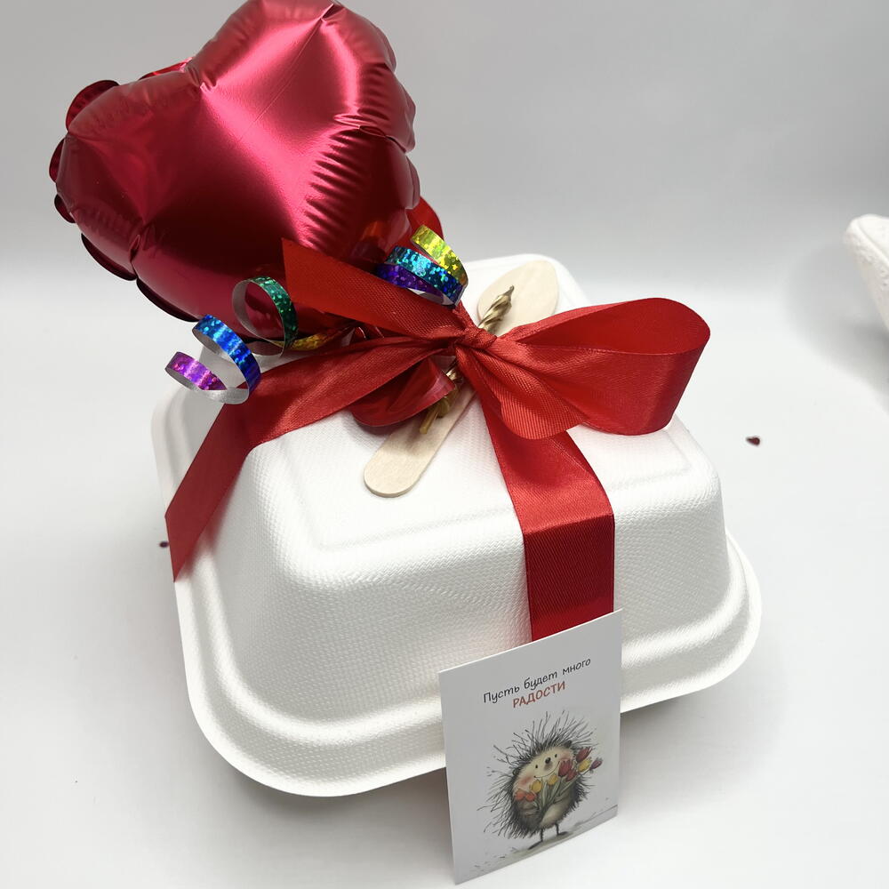 Бенто торт с фотопечатью на годовщину лапка об лапку