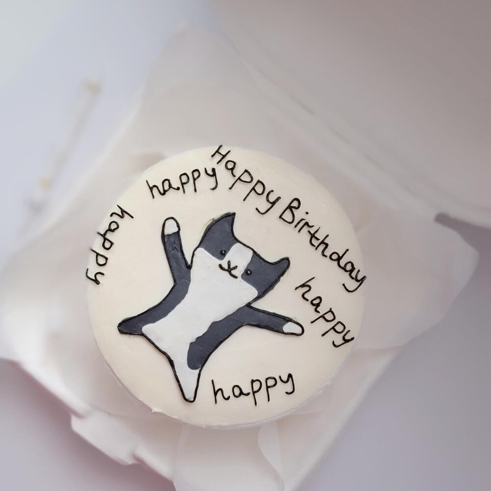 Бенто-торт с котом с котиком розовый на день рождения happy birthday подруге, другу