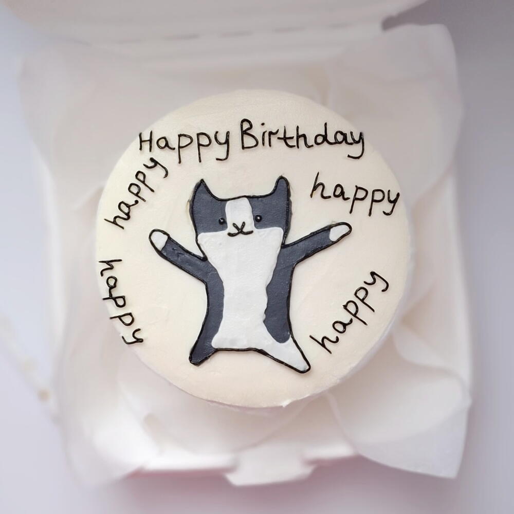 Бенто-торт с котом с котиком розовый на день рождения happy birthday подруге, другу