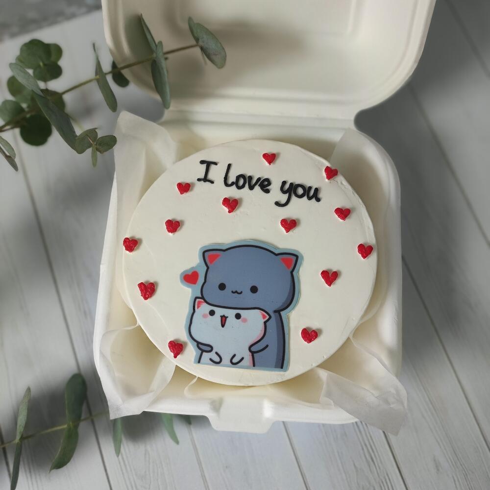 Бенто торт, с котятами/на 14 февраля