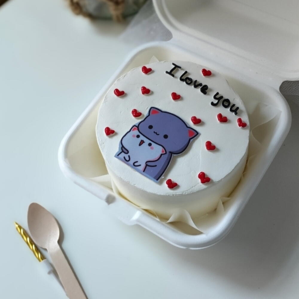 Бенто торт, с котятами/на 14 февраля