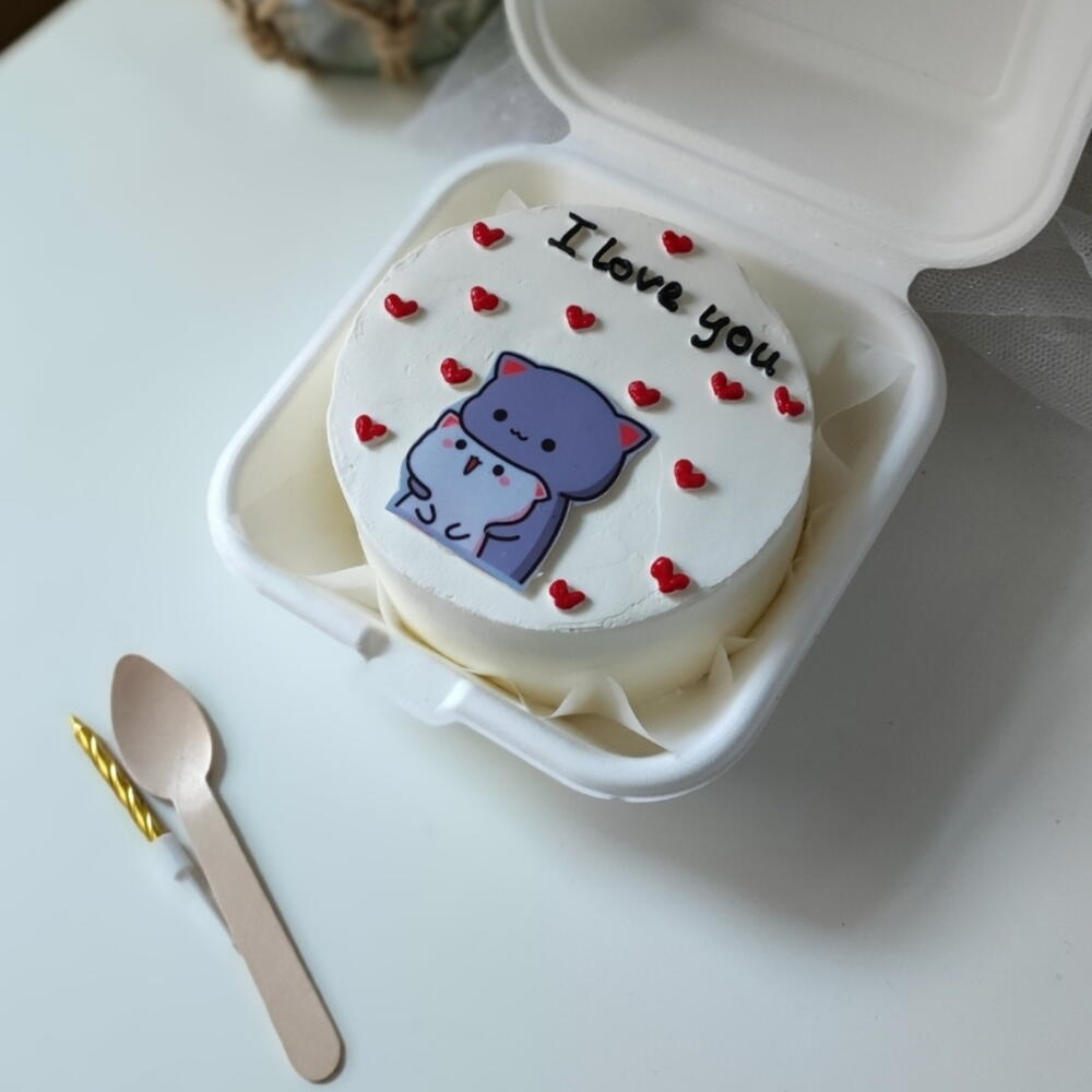 Бенто торт, с котятами/на 14 февраля