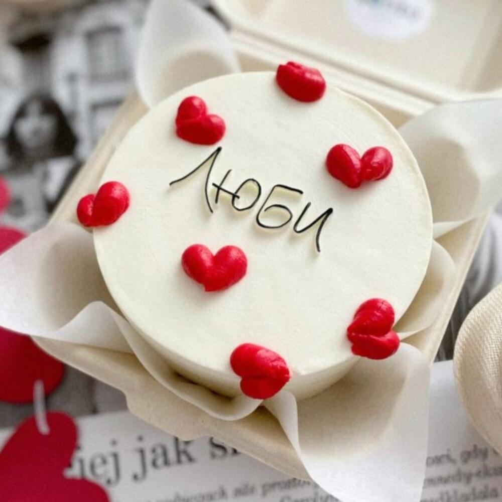 Бенто торт с сердечками 14 февраля