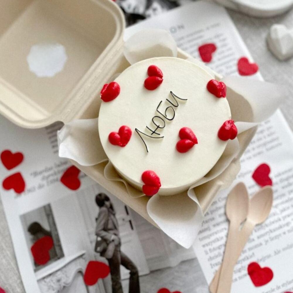 Бенто торт с сердечками 14 февраля