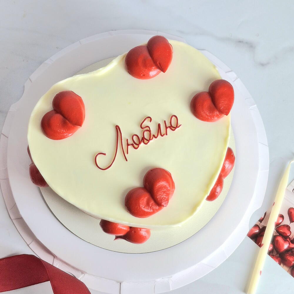 Бенто торт с сердечками "Люблю " на день влюблённых, на 14 февраля, парню, девушке, подруге, маме на день рождения