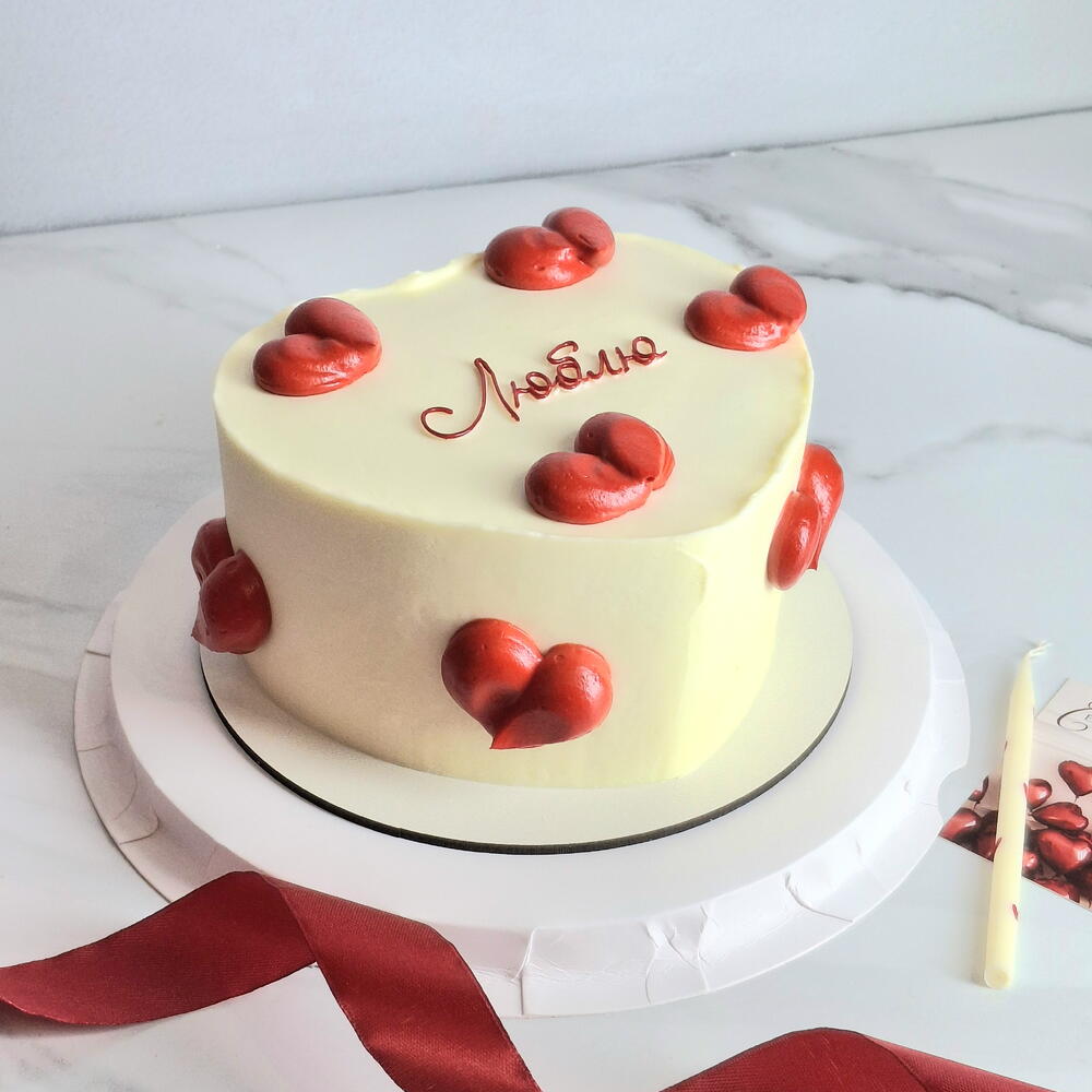 Бенто торт с сердечками "Люблю " на день влюблённых, на 14 февраля, парню, девушке, подруге, маме на день рождения
