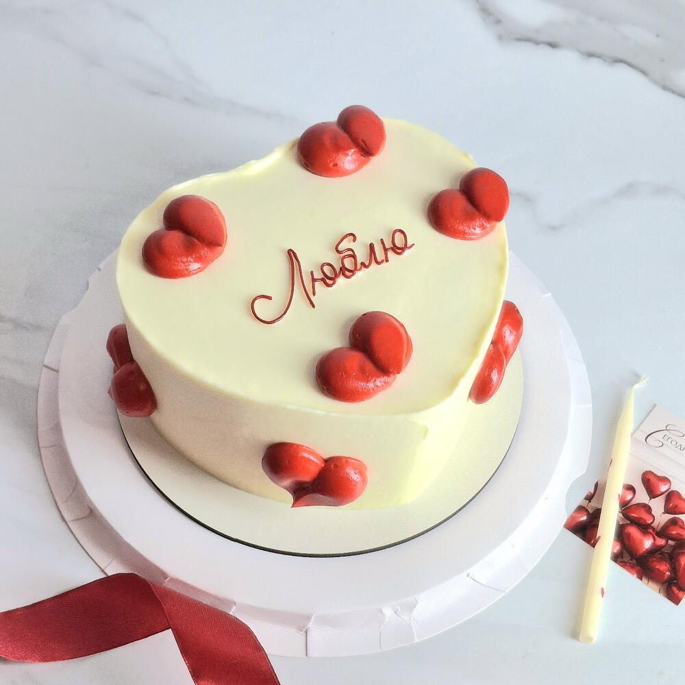 Бенто торт с сердечками "Люблю " на день влюблённых, на 14 февраля, парню, девушке, подруге, маме на день рождения