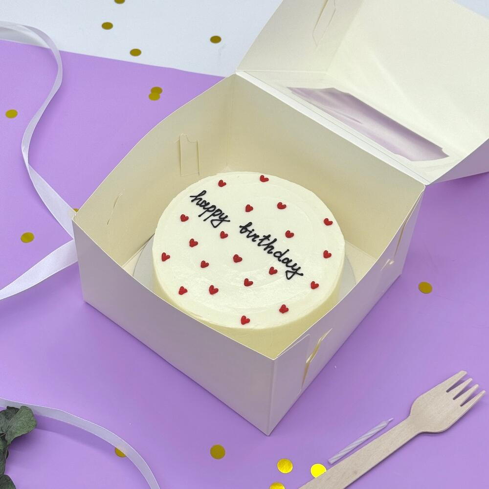 Бенто торт с сердечками на День рождения "Happy Birthday"