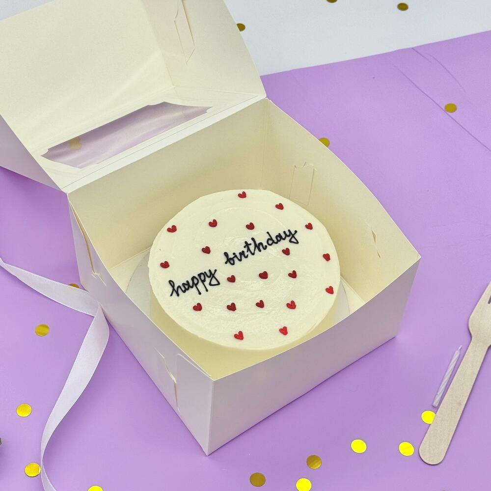 Бенто торт с сердечками на День рождения "Happy Birthday"