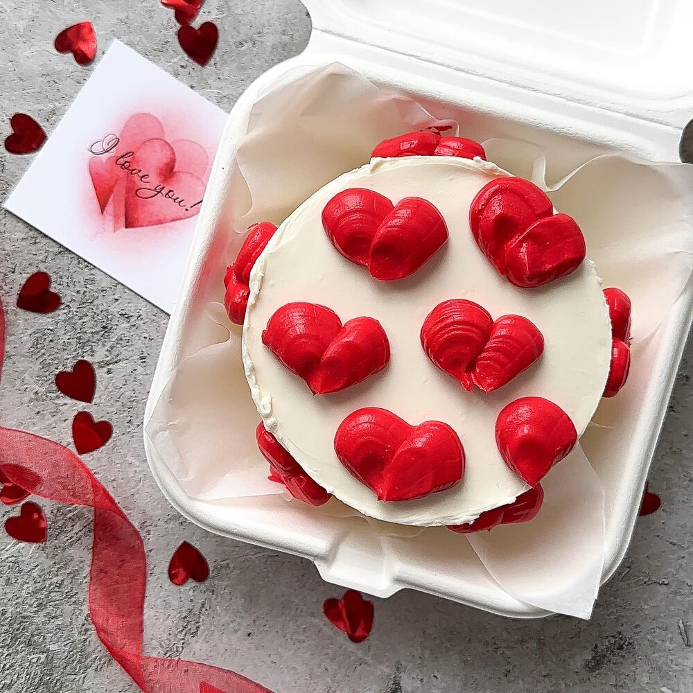 Бенто-торт с сердечками️/Валентинка,подарок девушке,день святого Валентина,день влюбленных