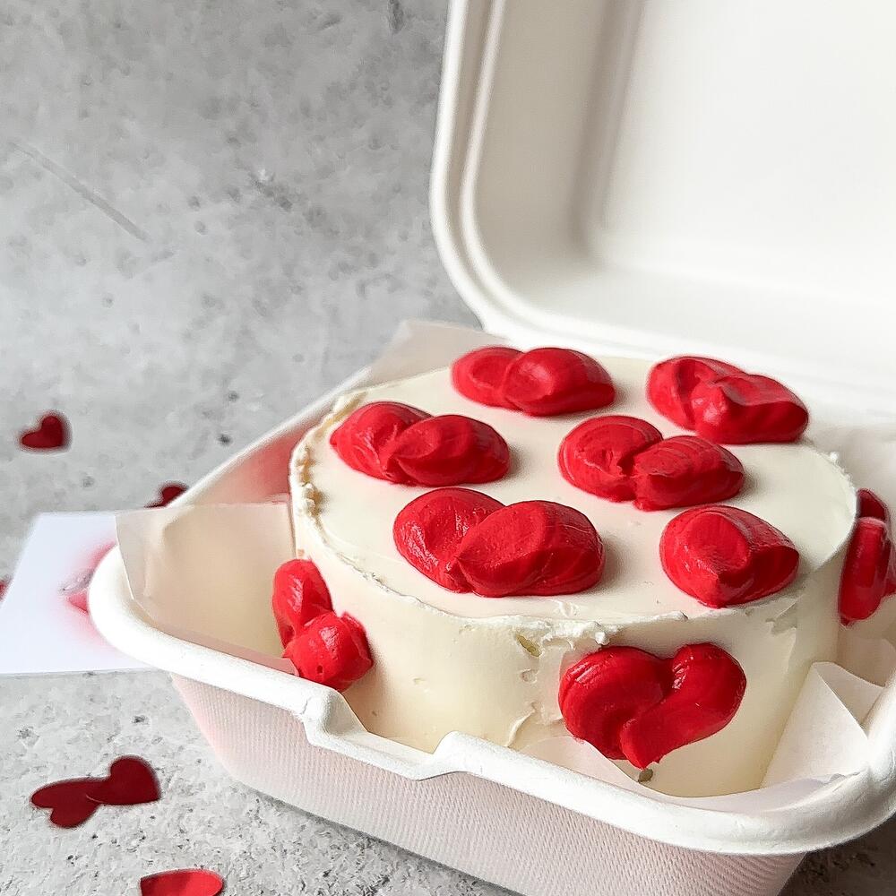 Бенто-торт с сердечками️/Валентинка,подарок девушке,день святого Валентина,день влюбленных