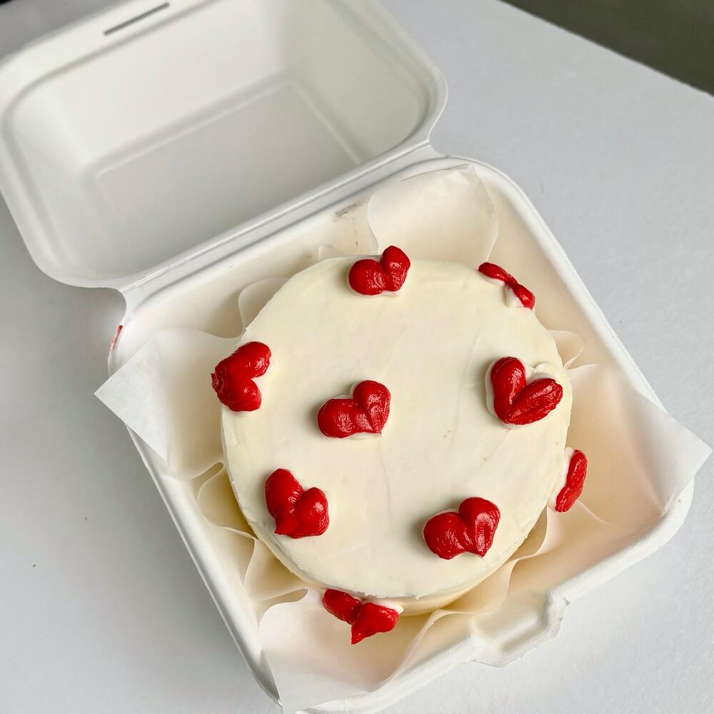 Бенто торт с сердцами на 14 февраля. День Святого Валентина