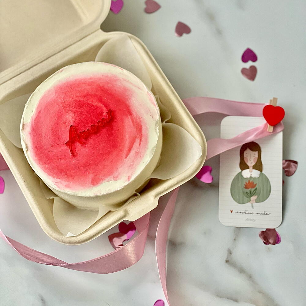 Бенто-торт с топпером "amour" для девушки , парня , жены , мужа