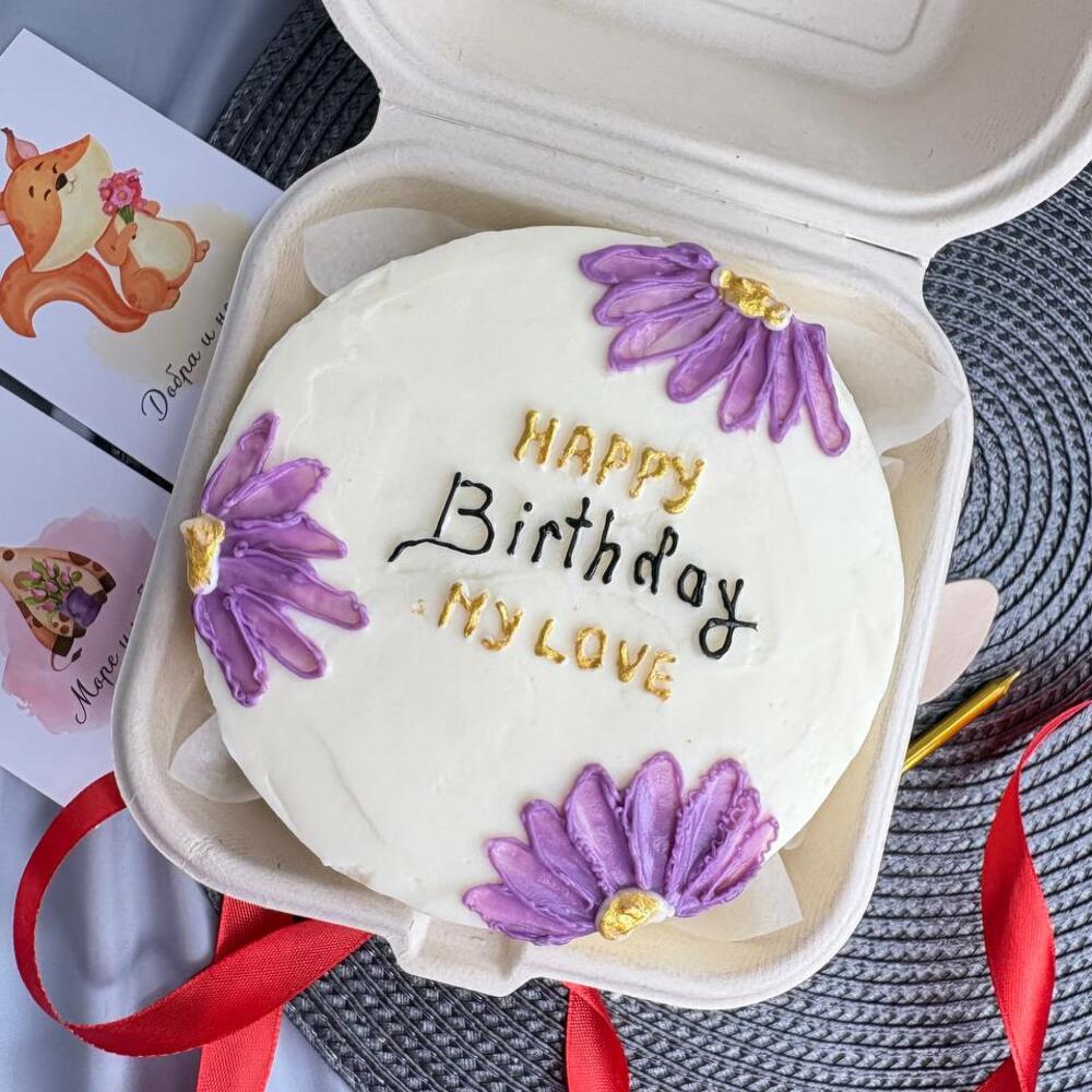 Бенто торт с цветами как из пинтерест