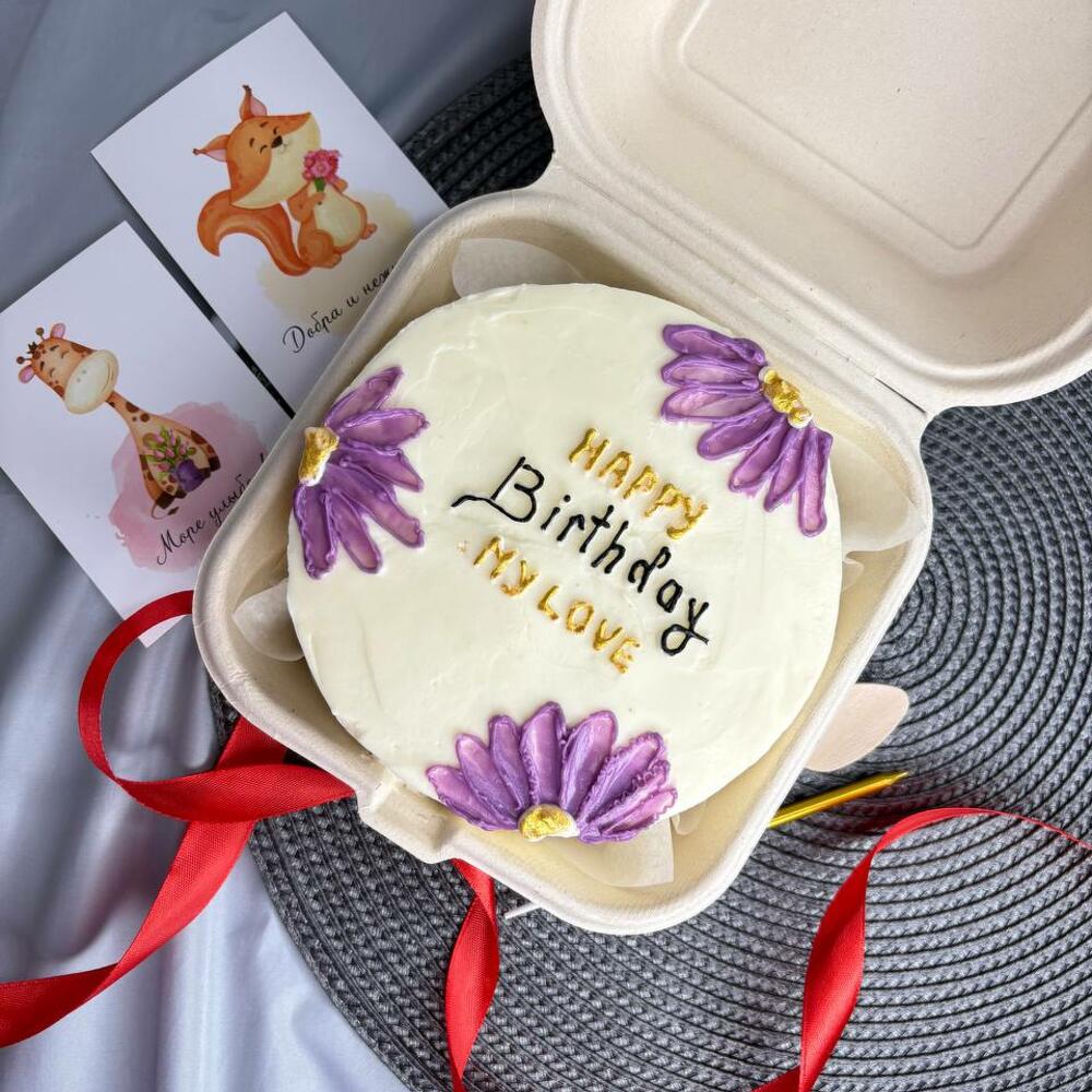 Бенто торт с цветами как из пинтерест