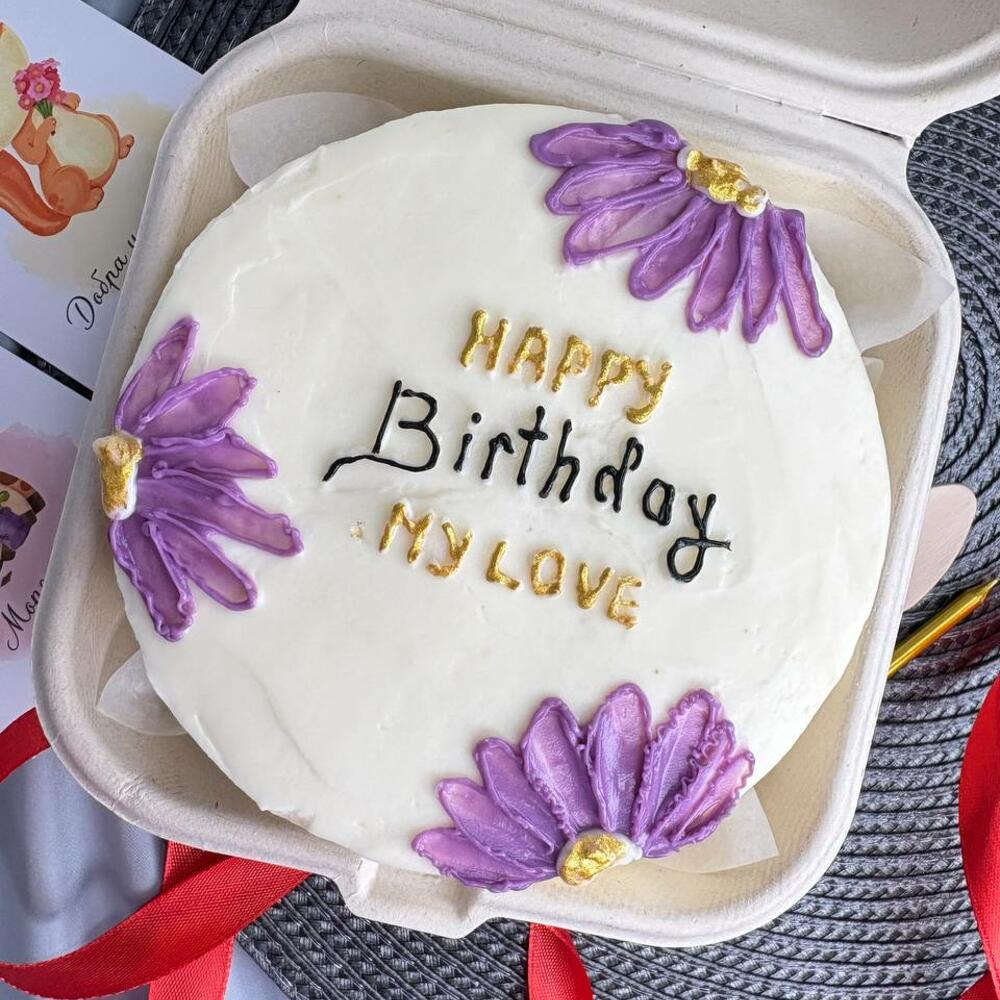 Бенто торт с цветами как из пинтерест