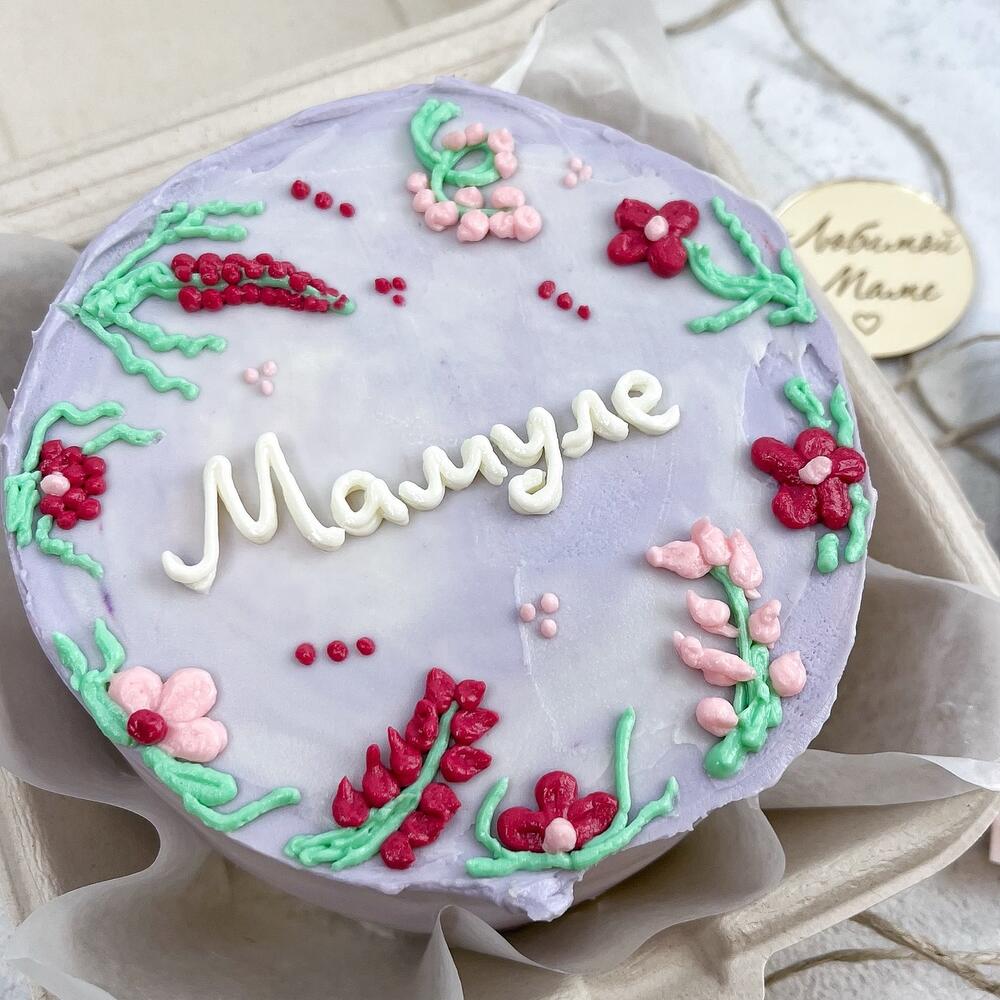 Бенто торт с цветами нежный