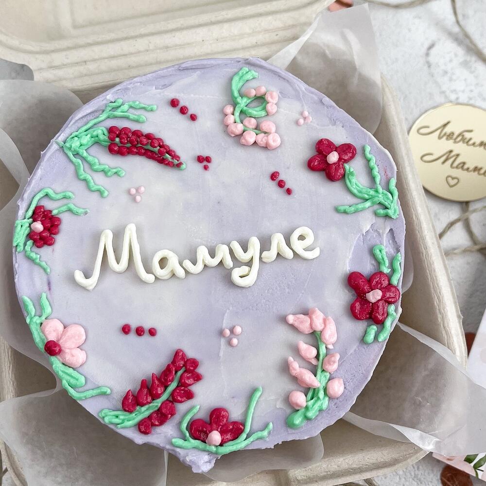 Бенто торт с цветами нежный