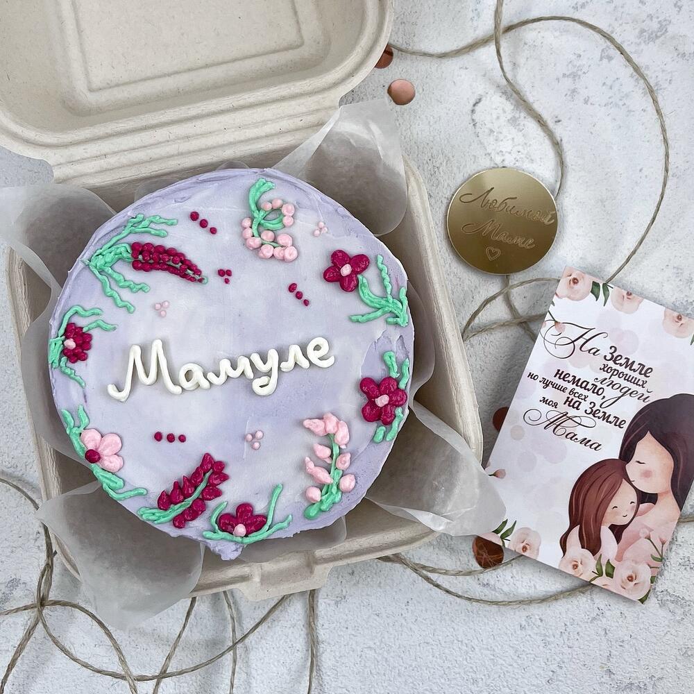 Бенто торт с цветами нежный