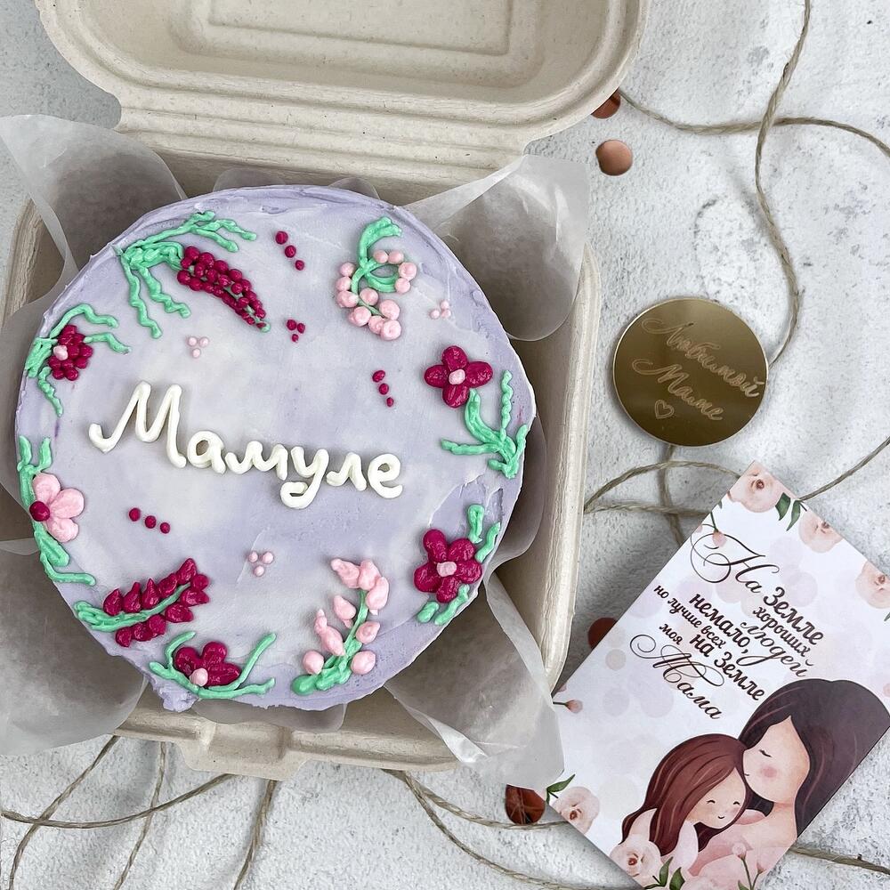 Бенто торт с цветами нежный