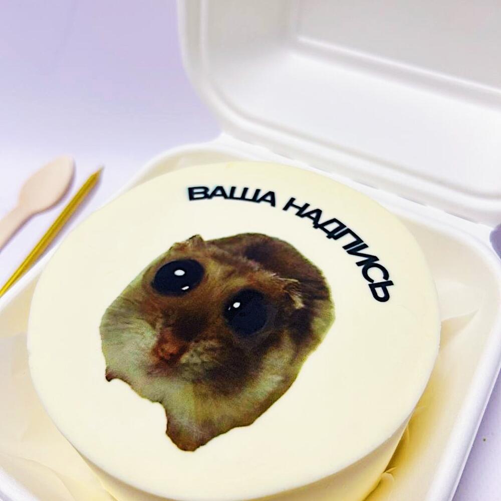 Бенто-торт с Вашей надписью и хомяком с большими глазами из стикерпака