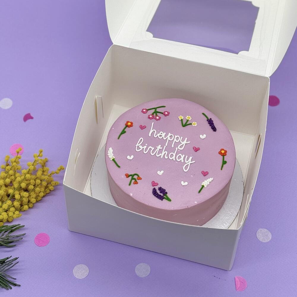 Бенто торт с веточками и цветочками в подарок на День рождения летом