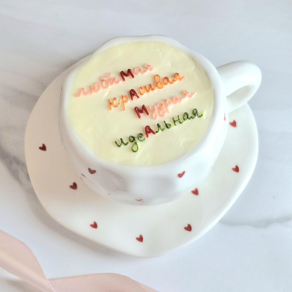 Бенто торт в кружке, в чашке, в чайной паре маме на день Матери