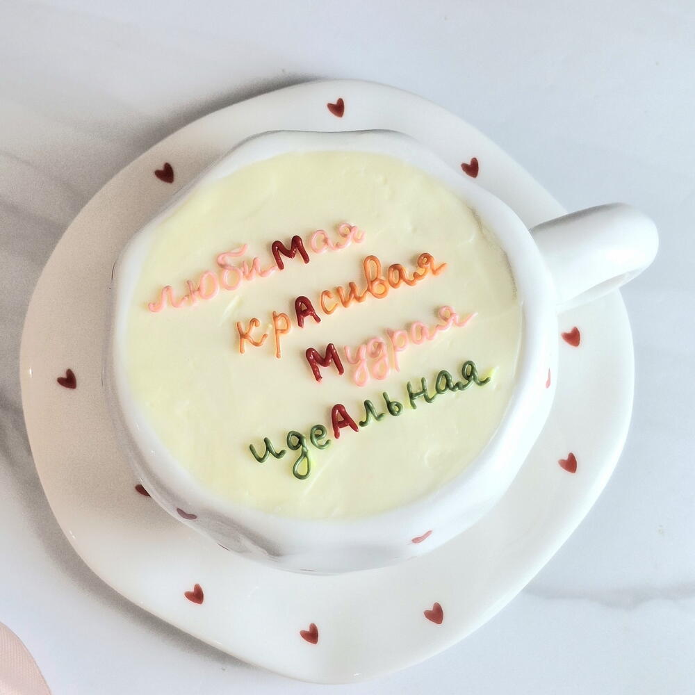 Бенто торт в кружке, в чашке, в чайной паре маме на день Матери