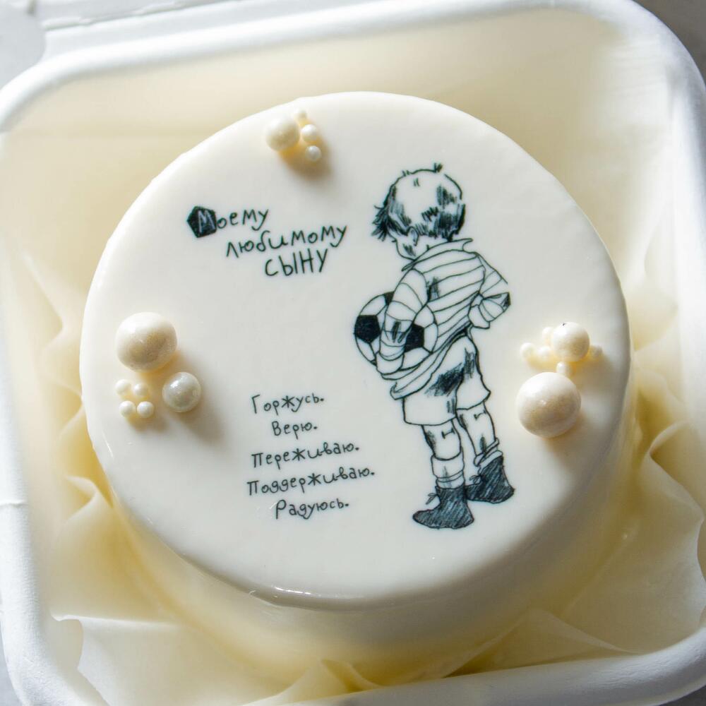 Бенто торт в подарок сыну с футбольным мячом