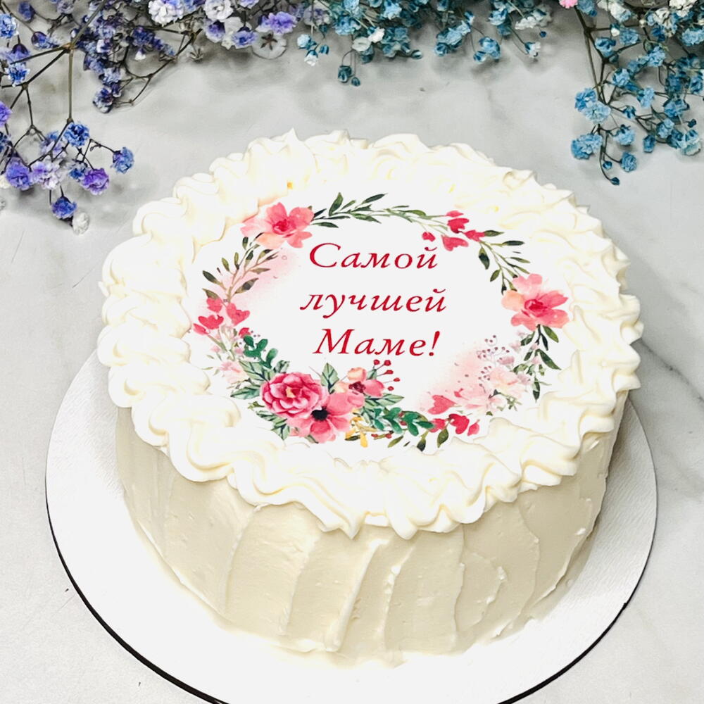 Бенто торт ванильный с клубникой Самой лучшей маме