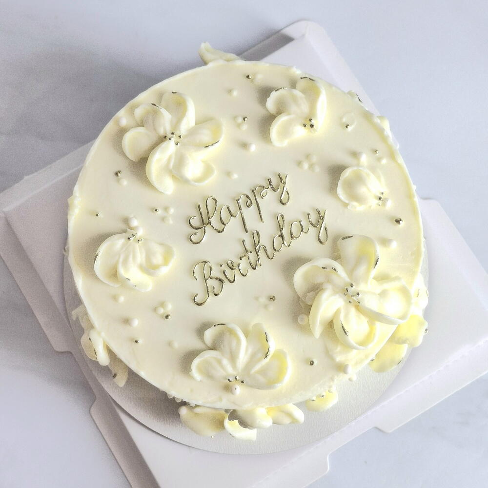 Бенто торт XL с цветами на день рождения "Happy birthday "