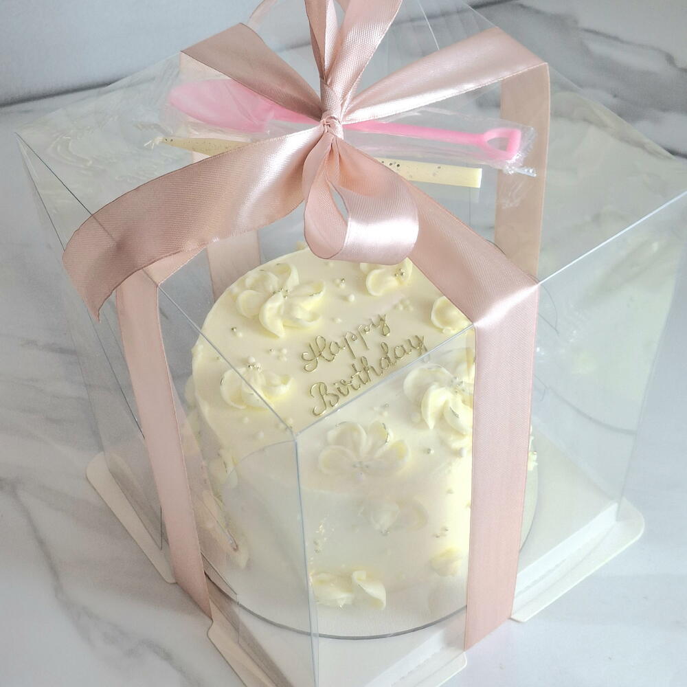 Бенто торт XL с цветами на день рождения "Happy birthday "