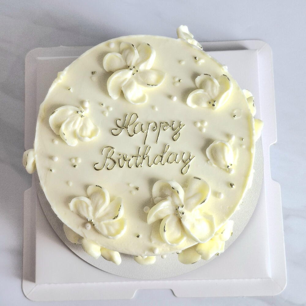 Бенто торт XL с цветами на день рождения "Happy birthday "