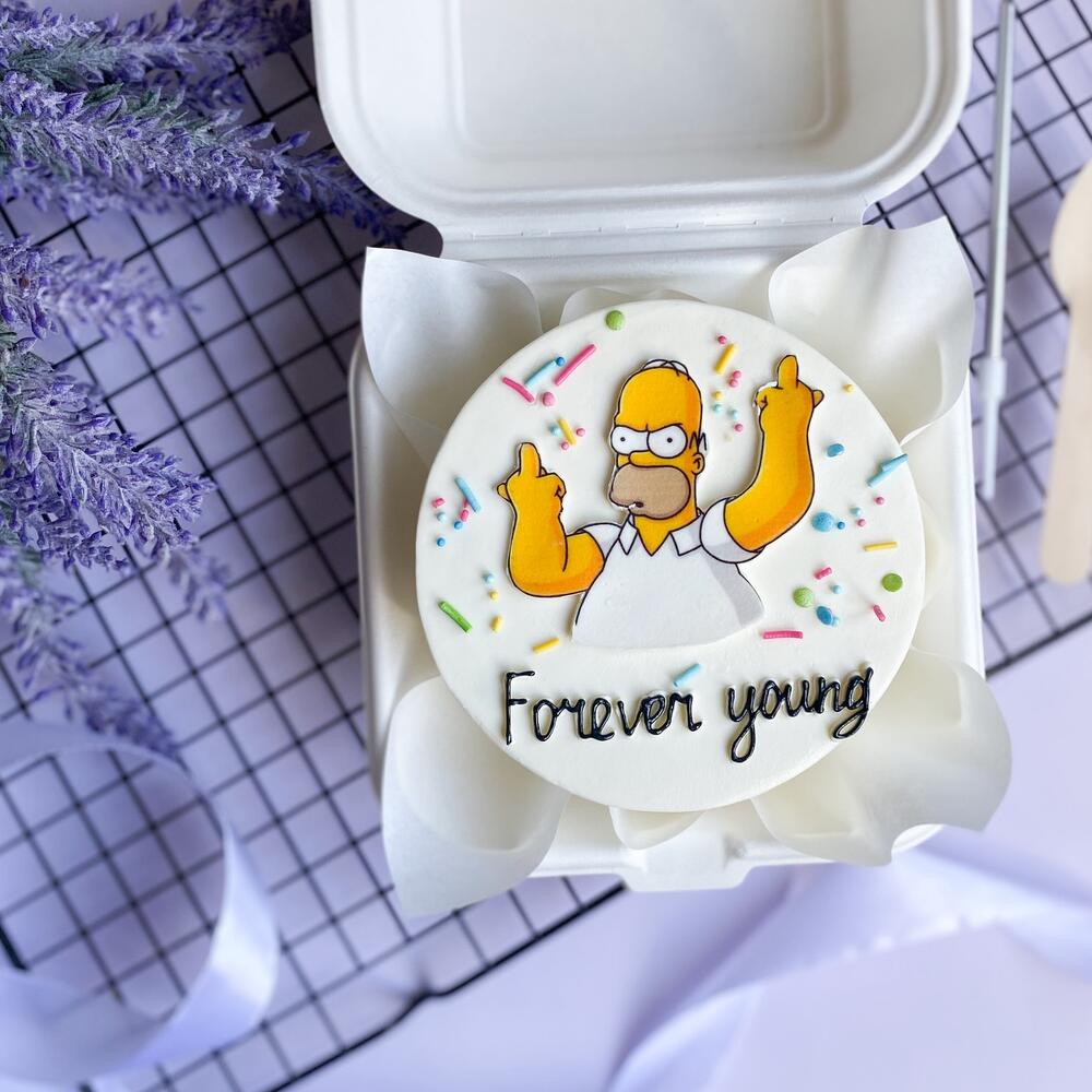 Подарок Бенто торт Симпсон Гомер «forever young» на день рождения