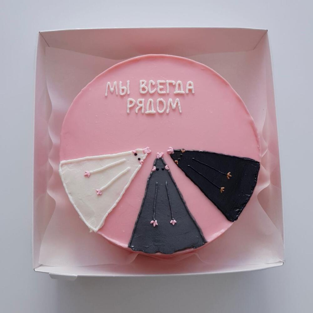 Розовый бенто торт «Крыски»